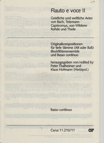 photo of Flauto e voce II, Geistlivhr und weltliche Arien, tiefe Stimme, bass