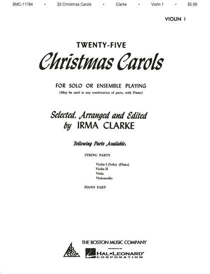 photo of Twenty-Five Christmas Carols for Solo or Ensemble Playing, Violin I