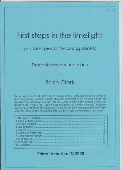 photo of First steps in the limelight, Ten short pieces for young soloists