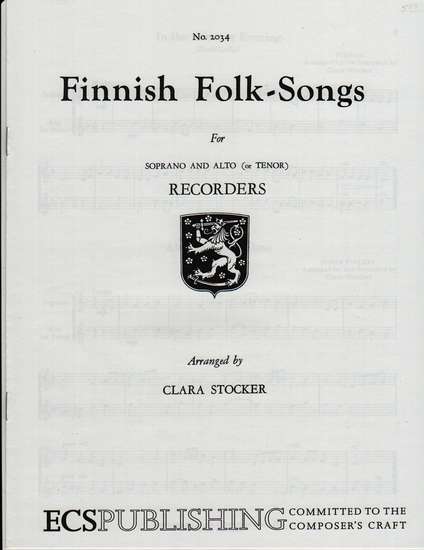 photo of Finnish Folk-Songs for Soprano and Alto Recorders