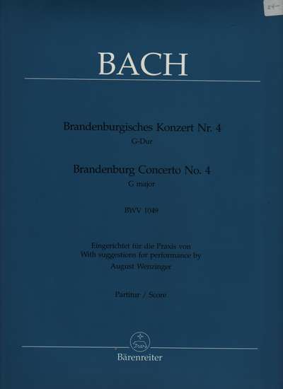 photo of Brandenburg Concerto No. 4 G major, BWV 1049, score