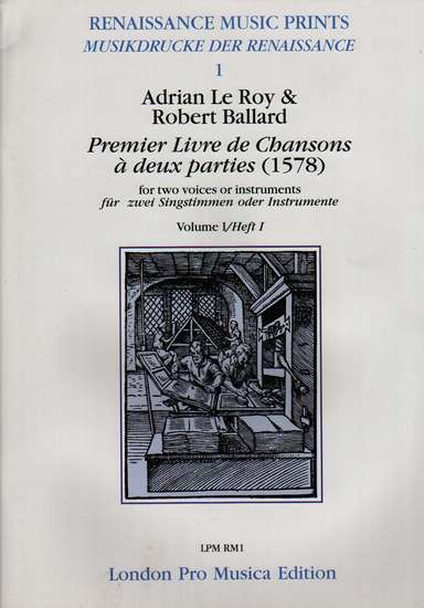 photo of Premier Livre de Chansons a deux parties (1578), Vol. I
