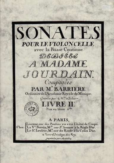 photo of Sonates Pour Le Violoncelle Avec la Basse Continue, Livre II, Facsimile