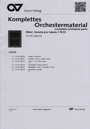 photo of Sonata pro tabula, Score and parts set