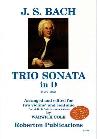 photo of Trio Sonata in D, BWV 1028, arranged for two violins and continuo