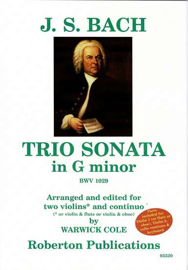 photo of Trio Sonata in D, BWV 1029, arranged for two violins and continuo