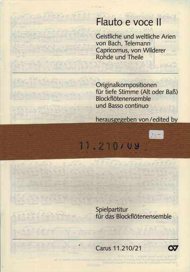 photo of Flauto e voce II, Geistlivhr und weltliche Arien, tiefe Stimme, recorder set