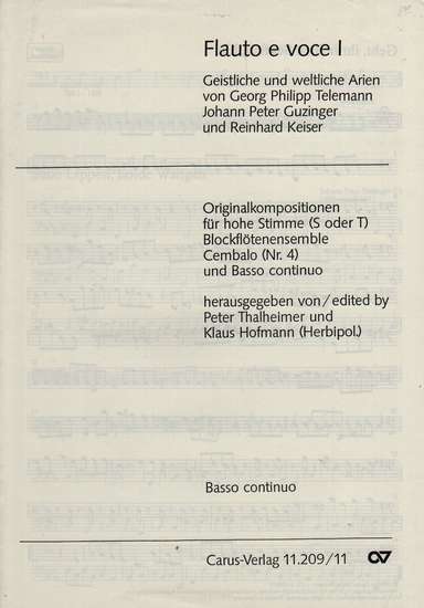 photo of Flauto e voce I, Geistliche und weltliche Arien, hohe Stimme, bass