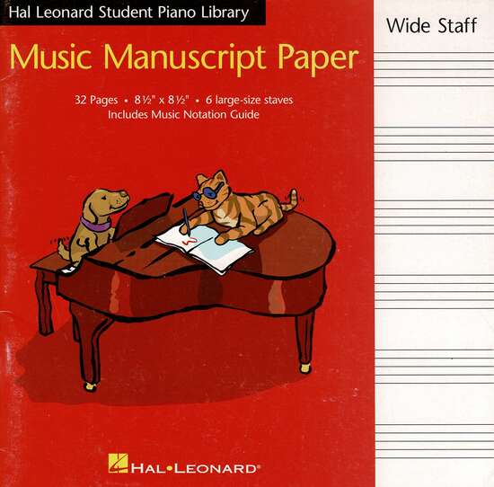 photo of Music Manuscript Paper, 6 large stave, 8 1/2 X 8 1/2, 32 pages, book