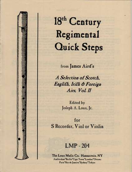 photo of 18th Century Regimental Quick Steps from A Selection of Airs, Vol. II