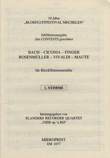 photo of Ciconia, Bach, Vivaldi, Finger, Rosenmuller, Maute: Flanders Recorder Quartet