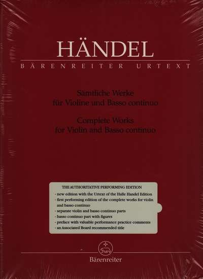 photo of Complete works for Violin and Bc, HWV 358, 359, 361, 364, 368, 370-373, 408, 412