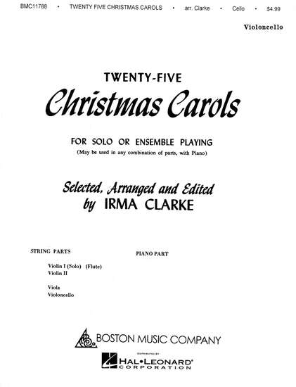 photo of Twenty-Five Christmas Carols for Solo or Ensemble Playing, Violincello