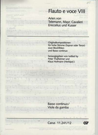 photo of Flauto e voce VIII  Bc/ Viol da Gamba