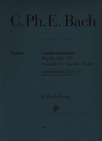 photo of Gamba Sonatas, Wq 88, 136, 137, for Viol da Gamba (Viola)