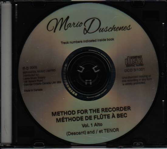 photo of Method for the Recorder, Part One, Alto CD