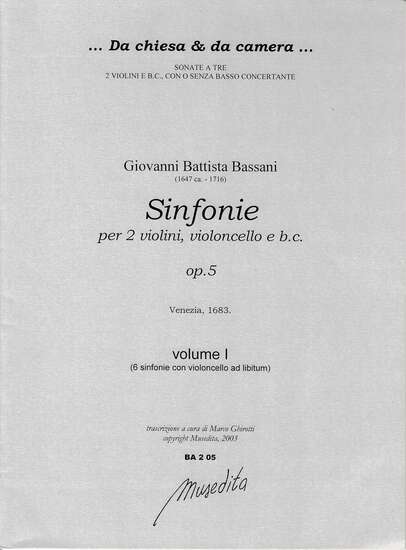 photo of 12 Sinfonie per 2 violini, violoncello e Bc, Op. 5, Volume I & II