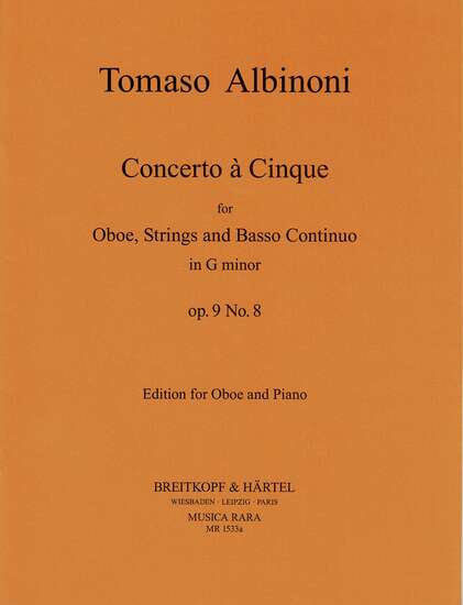 photo of Concerto a Cinque in g minor, Op. 9, No. 8, edition for Oboe and Piano 