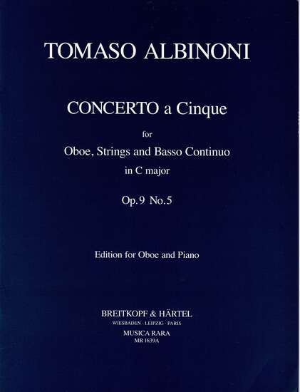 photo of Concerto a Cinque in C Major, Op. 9, No. 5, edition for Oboe and Keyboard