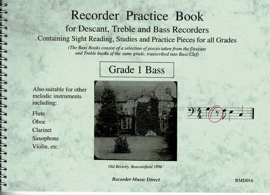 photo of Recorder Practice Book, Sight Reading, Studies, Grade 1 Bass