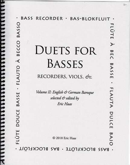 photo of Duets for Basses, Recorders, Viols. Vol. II English & German Baroque