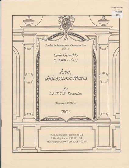 photo of Studies in Renaissance Chromaticism 3, Ave, dulcessima Maria