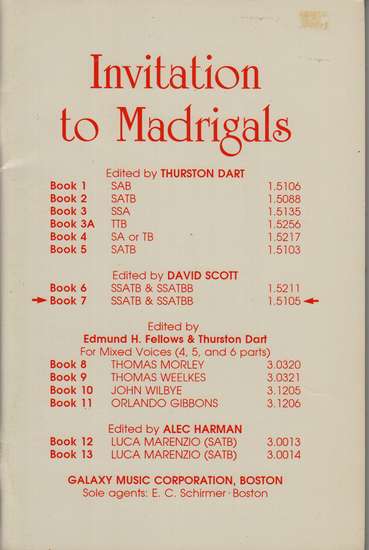 photo of Invitation to Madrigals, Book 7