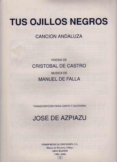 photo of Tus Ojillos Negros, Cancion Andaluza