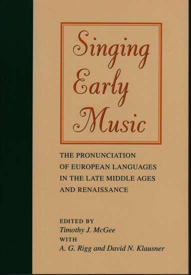 photo of Singing Early Music, Pronounciation of European Languages