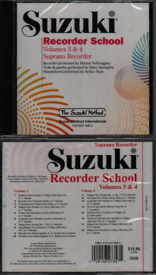 photo of Suzuki Recorder School, Vol. 3 & 4, Soprano, CD
